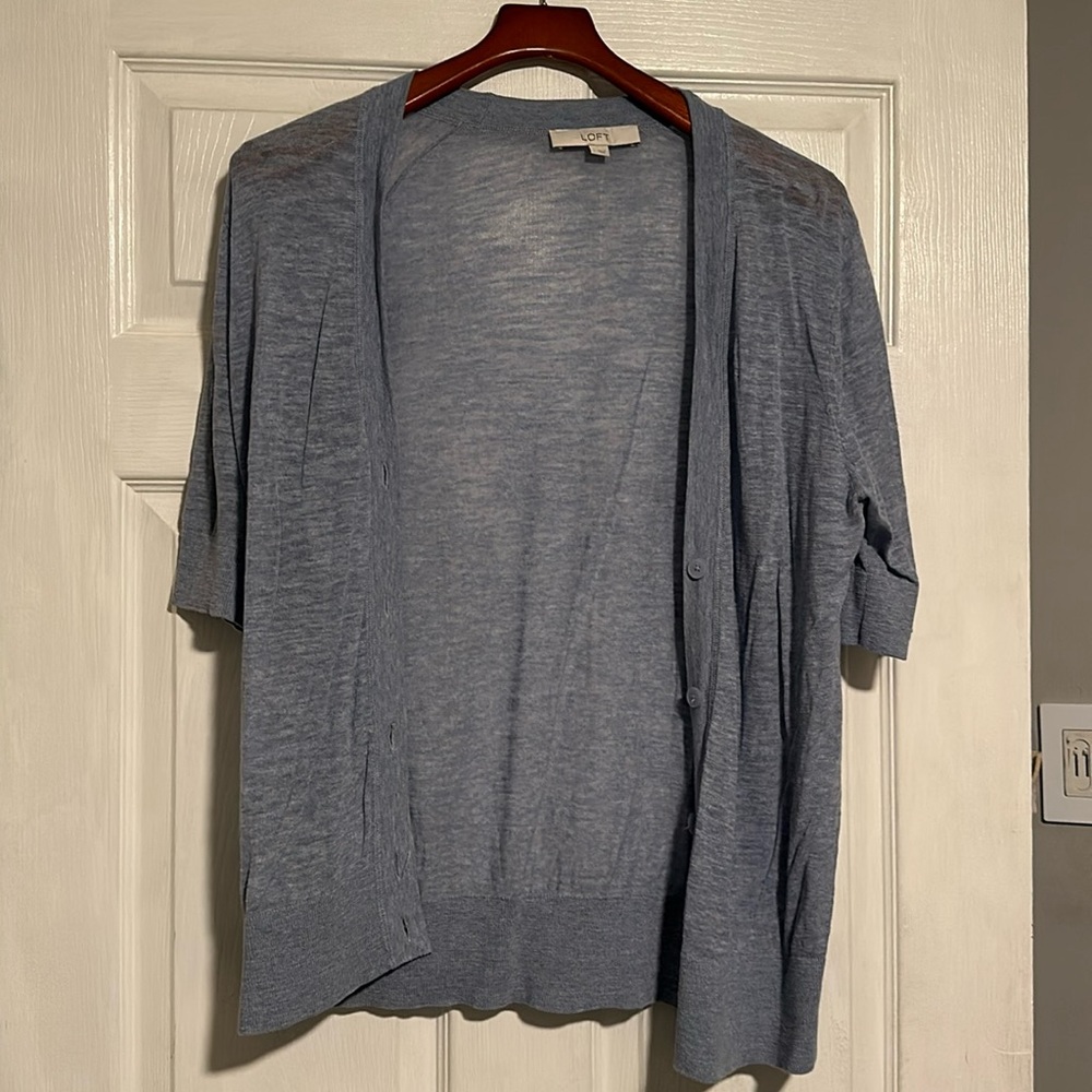 Sheer blue short sleeved cardigan